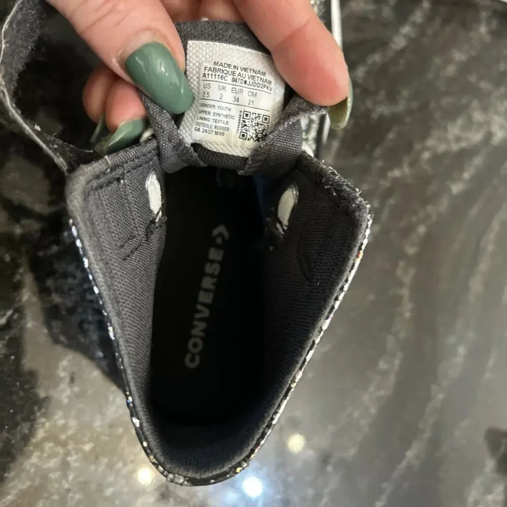 Converse Glitter Dark Matter/White/Girl's High Top Sneakers Size 2.5 A11116C
